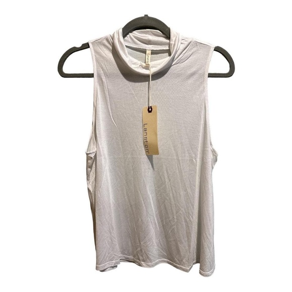 Lanston Tops - NWT Lanston White Turtle Neck Tank Top Size L